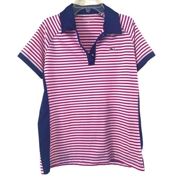 Vineyard Vines Tops - Vineyard Vines Ladies Whale Polo Golf Striped Shirt - M Medium